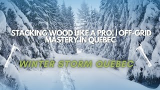 Stacking Wood Like a Pro! | Off-Grid Mastery in Quebec 🌲🔥