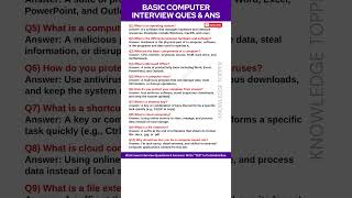 Computer Interview Questions and Answers | Basic Computer Interview Questions and Answers