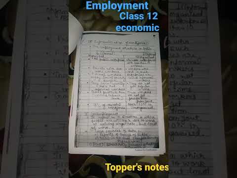 Employment || Class 12 chapter || Economics ||hand written notes
