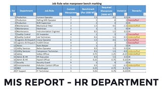 Excel MIS Report Tutorial: Job Role Wise Manpower Benchmarking Guide