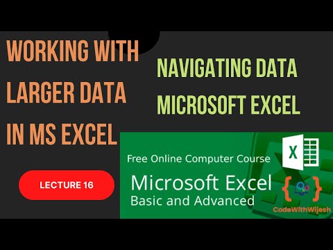 Navigating Data In Excel | Freeze Panes In Excel | Working With Larger Data in Excel Lecture 16