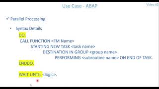 Use Case 2: ABAP - Parallel Processing