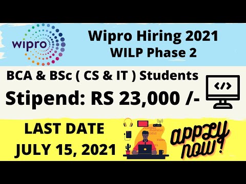 WIPRO Hiring 2021 | WILP-Phase 2 | Stipend: 20,000pm | BCA & BSc | latest jobs 2021