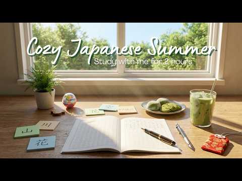 Cozy Japanese Study Desk POV ☀️ Iced Matcha, Kanji Notes & Lofi Summer Vibes (2 Hours) #JapandiDesk