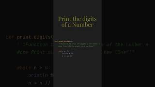 Print the digits of a number || Sharpener Assignment || #coding #shorts