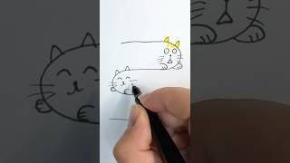 How to draw cute cat family 🐈‍⬛🐈  #shorts #ytshorts #cutedrawing #drawing #art #cats
