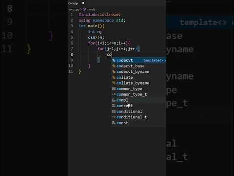 Print a half pyramid pattern using stars in C++  🔥  VSCODE