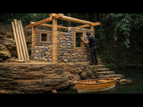 Man Builds His Dream House and a Bridge Over a Stream Alone | Start to Finish by @norusarubushcraft