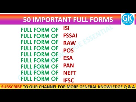 50 MOST IMPORTANT AND VERY USEFUL ABBREVIATIONS/ FULL FORMS/ STUDENTS GK/ FOR ALL COMPETITIVE EXAMS