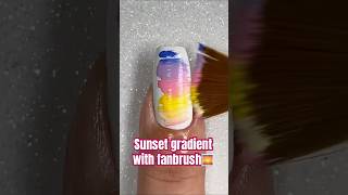 Sunset gradient with fanbrush🌅 ||nailart tutorial with acrylic paint||