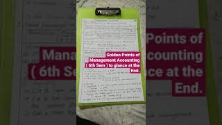 Golden Points of Management Accounting to Glance at the Last Minute - Bcom (6th Semester)#Shorts