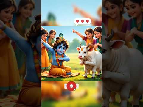#littlekrishna and #cow and #people #dancing