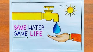 World Water Day Drawing / Save Water Save Life Poster Drawing Easy Steps /  Water Day Poster Drawing