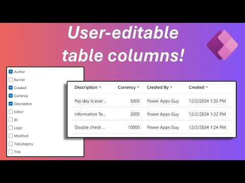 Dynamic Table Column Selection with the Modern Table Control | User-selectable columns in Power Apps