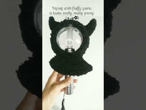 I tried Light Stick Cover with fluffy yarn!!! It looks really pretty ^^ #crochet #enhypen #diy