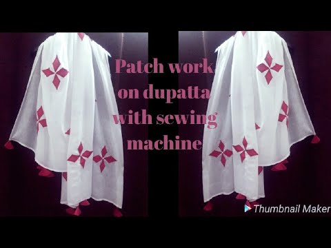 Patch work on dupatta |
 Patch work by sewing machine | Applique work | Diy designer dupatta