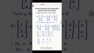 Linearly Dependent and Independent Vectors Test in 60 Seconds #maths #linearalgebra