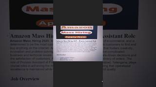 Amazon Mass Hiring 2025🔥| 12th Pass Can Apply #job #jobsearch #freshers #shorts #trending
