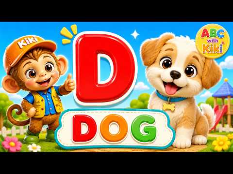 D is for Dog 🐶| ABC Time with Kiki🐒 Learn Letter D| Learning ABCs | Animal Alphabet Letters for Kids