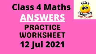 Class 4 Maths | ANSWERS to Practice Worksheet 12 Jul'21 |Place Value | Addition Subtract| CBSE NCERT