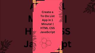 Create a To-Do List App in 1 Minute! ✅ | HTML CSS JavaScript