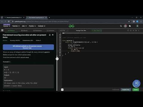 Find element occuring once when all other are present thrice | Java | 04-01-2024 | GFG | POTD
