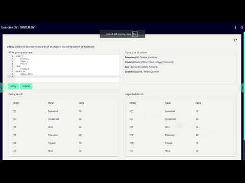 EXERCISE ALL |Database Management System Part 1 and 2| Infosys Springboard