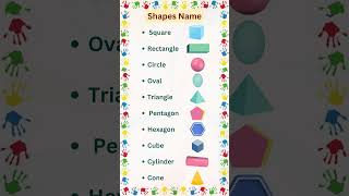 Learn Shapes Name | Shapes Name with Pictures | Shapes for Kids | Shape Names in English | Shapes