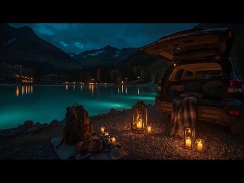 Cozy Solo Travel at Night | Candlelight by the Lake & Mountain Ambience