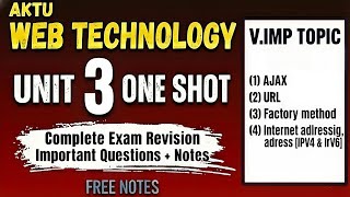 AKTU Web Technology Unit 3 One Shot | JavaScript, AJAX & Networking | Exam Revision