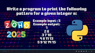 Zoho Interview Questions (March 2025) | Round 2 Coding | Pattern Printing |  codeandinnovate