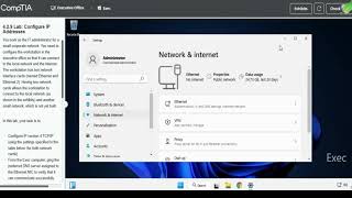Testout｜Network +｜4.2.9 Lab： Configure IP Addresses