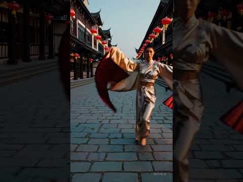 🔥 AI-Generated Chinese Dance & Kung Fu Transformation | Hanfu Meets Futuristic Choreo 🤖🎭