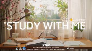 🥕2-HOUR STUDY WITH ME  Sunny Day ⛅| 🎹Calm Piano | Pomodoro 50-10, Spring 2026 🌸