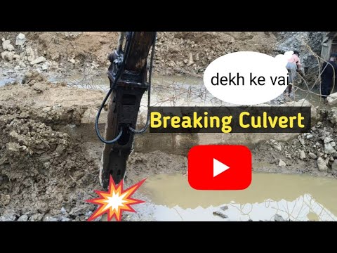 Excavator Breaking Box Culvert || Pockland Breaker #viral #vlog #breaker #pocklen
