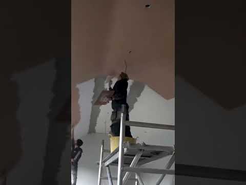 Skimming a vaulted ceiling - Very satisfying #satisfying #skimming #plastering #career