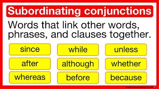 Subordinating conjunctions in English 🤔| Learn about subordinating conjunctions with sentences