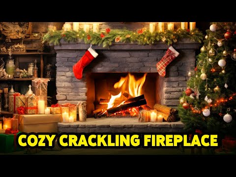 Cozy Crackling Fireplace ~ Holiday Yule Log Christmas Ambience ~ Best For Relaxation & Deep Sleep