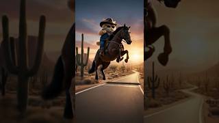 Cowboy Cat Rides Again! 🤠🐎 | Epic Horse Stunt Short #cowboycat #catstunt #viralshorts