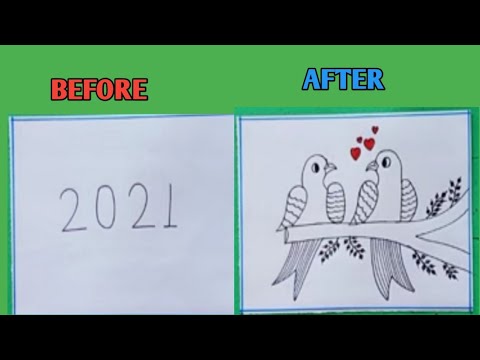 Love Birds Drawing Easy | 2021 change in to cute birds | Draw birds | grip on tricks