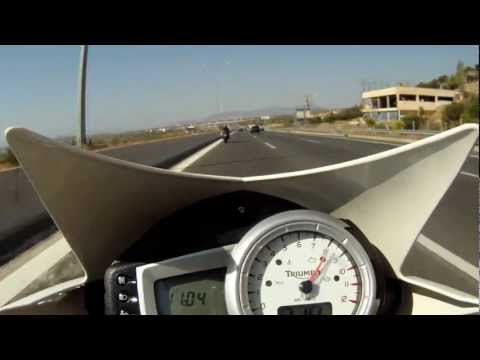 On the road to Megara for a track day with my speed triple 1050