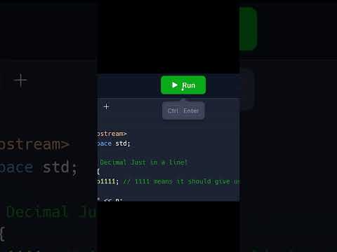 Binary to Decimal With Just 1 Line of C++ Code! #shorts