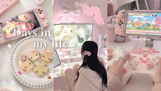 [SUB] ʚ Vlog ɞㅣBaking Hello Kitty Cookies🍪🎀 Pink Nintendo Switch Decor˚⊹ㅣTaobao Haulﾟ.*･｡ﾟ