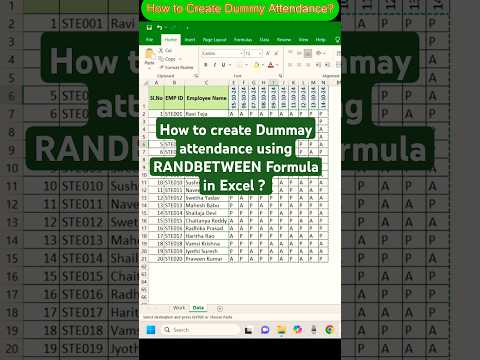 How to create Dummy Attendance Using RANDBETWEEN Formula  in Excel | Telugu Step by step tutorial