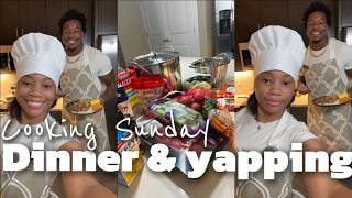 ✨Cooking Sunday dinner & yapping 🍽️ : Pot roast , rice, cabbage & cornbread✨
