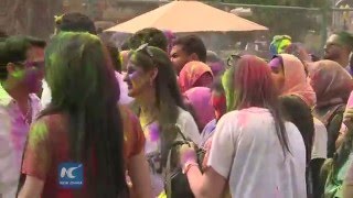 RAW:Indian Holi color festival brings joy, hope to Egyptians