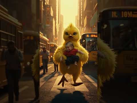 🐥Chick rescuing the baby 😢👶 from Accident #babyrescue #shorts #yellowchicks