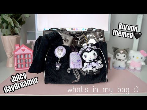 what's in my Juicy Daydreamer bag 🖤 Kuromi themed 💜