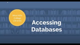 Database Access - West Hills Libraries