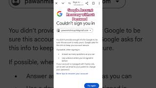 Google Account Recovery Without password and email | Gmail account recovery #gmailpasswordrecovery